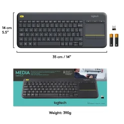 Logitech K400 Plus Wireless Touch Keyboard, Dark Gray (920-007119)