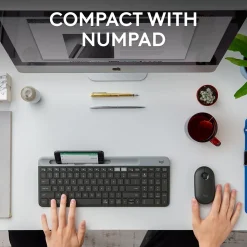 Logitech K585 Slim Multi-Device Wireless Keyboard, Graphite (920-011479)