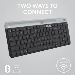 Logitech K585 Slim Multi-Device Wireless Keyboard, Graphite (920-011479)