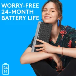 Logitech K585 Slim Multi-Device Wireless Keyboard, Graphite (920-011479)