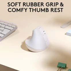 Logitech Lift Vertical Ergonomic Wireless Optical Mouse for Mac, White (910-006471)