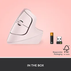 Logitech Lift Wireless Ergonomic Vertical Optical Bluetooth & USB Mouse, Rose (910-006472)