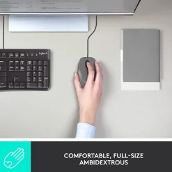 Logitech M100 Ambidextrous Optical USB Mouse, Black (910-001601)