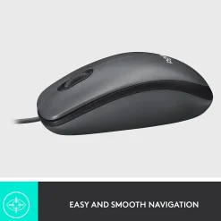 Logitech M100 Ambidextrous Optical USB Mouse, Black (910-001601)