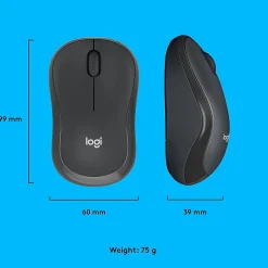 Logitech M220 Silent Wireless Ambidextrous Optical Mouse, Graphite (910-006127)