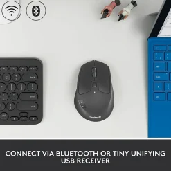 Logitech M720 TRIATHLON Wireless Ergonomic Optical Bluetooth & USB Mouse, Black (910-004790)