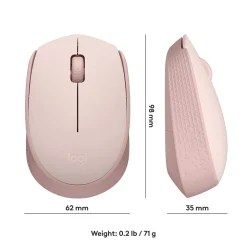 Logitech M170 Wireless Ambidextrous Optical Mouse, Rose (910-006862)