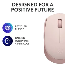 Logitech M170 Wireless Ambidextrous Optical Mouse, Rose (910-006862)