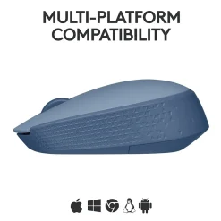 Logitech M170 Wireless Ambidextrous Optical Mouse, Blue/Gray (910-006863)