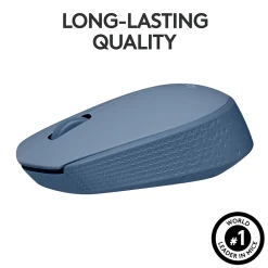 Logitech M170 Wireless Ambidextrous Optical Mouse, Blue/Gray (910-006863)