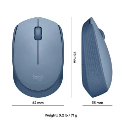 Logitech M170 Wireless Ambidextrous Optical Mouse, Blue/Gray (910-006863)