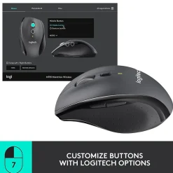 Logitech Marathon M705 Wireless Ergonomic Optical USB Mouse, Charcoal (910-001935)