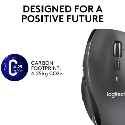 Logitech Marathon M705 Wireless Ergonomic Optical USB Mouse, Charcoal (910-001935)
