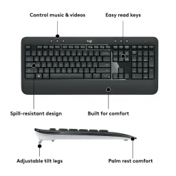 Logitech MK540 Advanced Wireless Keyboard and Mouse Combo, Black (920-008671)