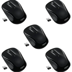 Logitech M325S Wireless Ambidextrous Optical USB Mouse, Black, 5/Pack (Logi910-5pk-VB)