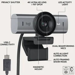 Logitech MX BRIO 705 4K Webcam, 8.5 Megapixel (960-001529)