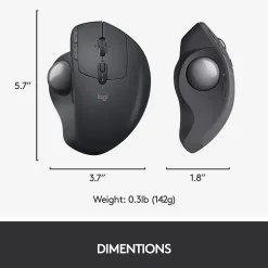 Logitech MX Ergo Plus Wireless Ergonomic Optical 2.4 GHz Mouse, Black (910-005178)
