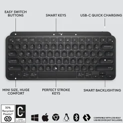Logitech MX Keys Mini Wireless Ergonomic Keyboard, Black (920-010475)