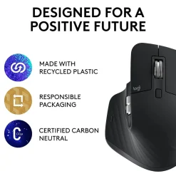 Logitech MX Master 3S Wireless Ergonomic Optical Bluetooth & USB Mouse, Black (910-006556)