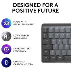 Logitech MX Mechanical Mini Illuminated Wireless Ergonomic Keyboard, Black/Gray (920-010552)