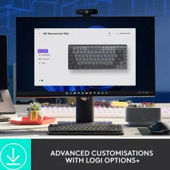 Logitech MX Mechanical Mini Illuminated Wireless Ergonomic Keyboard, Gray/Black (920-010550)