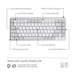Logitech MX Mechanical Mini for Mac Wireless Ergonomic Keyboard, Pale Gray (920-010553)