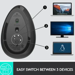 Logitech MX Vertical Wireless Ergonomic Vertical Ambidextrous Optical 2.4 GHz Mouse, Graphite (910-005447)