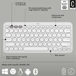 Logitech Pebble 2 Wireless Mouse Keyboard Combo, Tonal White (920-012201)