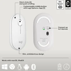 Logitech Pebble 2 Wireless Mouse Keyboard Combo, Tonal White (920-012201)