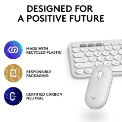 Logitech Pebble 2 Wireless Mouse Keyboard Combo, Tonal White (920-012201)