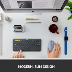 Logitech Pebble M350 Wireless Ambidextrous Optical Mouse, Blue Gray (910-005773)