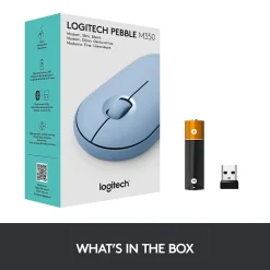 Logitech Pebble M350 Wireless Ambidextrous Optical Mouse, Blue Gray (910-005773)