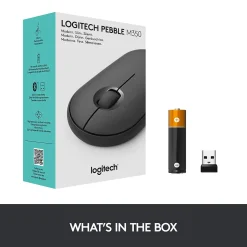 Logitech Pebble M350 Wireless Ambidextrous Optical USB Mouse, Graphite (910-005743)