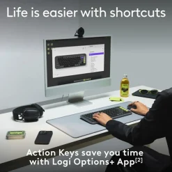 Logitech POP Icon Keys Wireless Ergonomic Keyboard, Graphite & Green (920-013143)