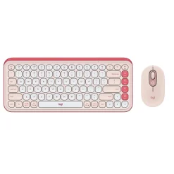 Logitech POP Icon Wireless Keyboard and Optical Mouse Combo, Rose and Off-White (920-013105)