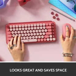 Logitech POP Keys Wireless Bluetooth Mechanical Keyboard, Heartbreaker (920-010709)