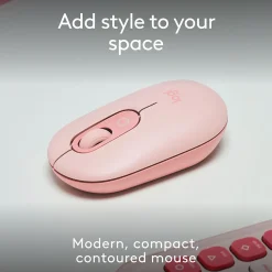 Logitech POP Wireless Ambidextrous Optical Mouse, Rose (910-007409)