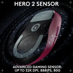 Logitech PRO X SUPERLIGHT 2 DEX Wireless Ergonomic Asymmetrical Optical USB Gaming Mouse, Pink (910-007371)