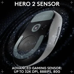 Logitech PRO X SUPERLIGHT 2 DEX Wireless Ergonomic Asymmetrical Optical USB Gaming Mouse, White (910-007363)