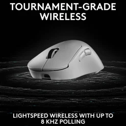 Logitech PRO X SUPERLIGHT 2 DEX Wireless Ergonomic Asymmetrical Optical USB Gaming Mouse, White (910-007363)