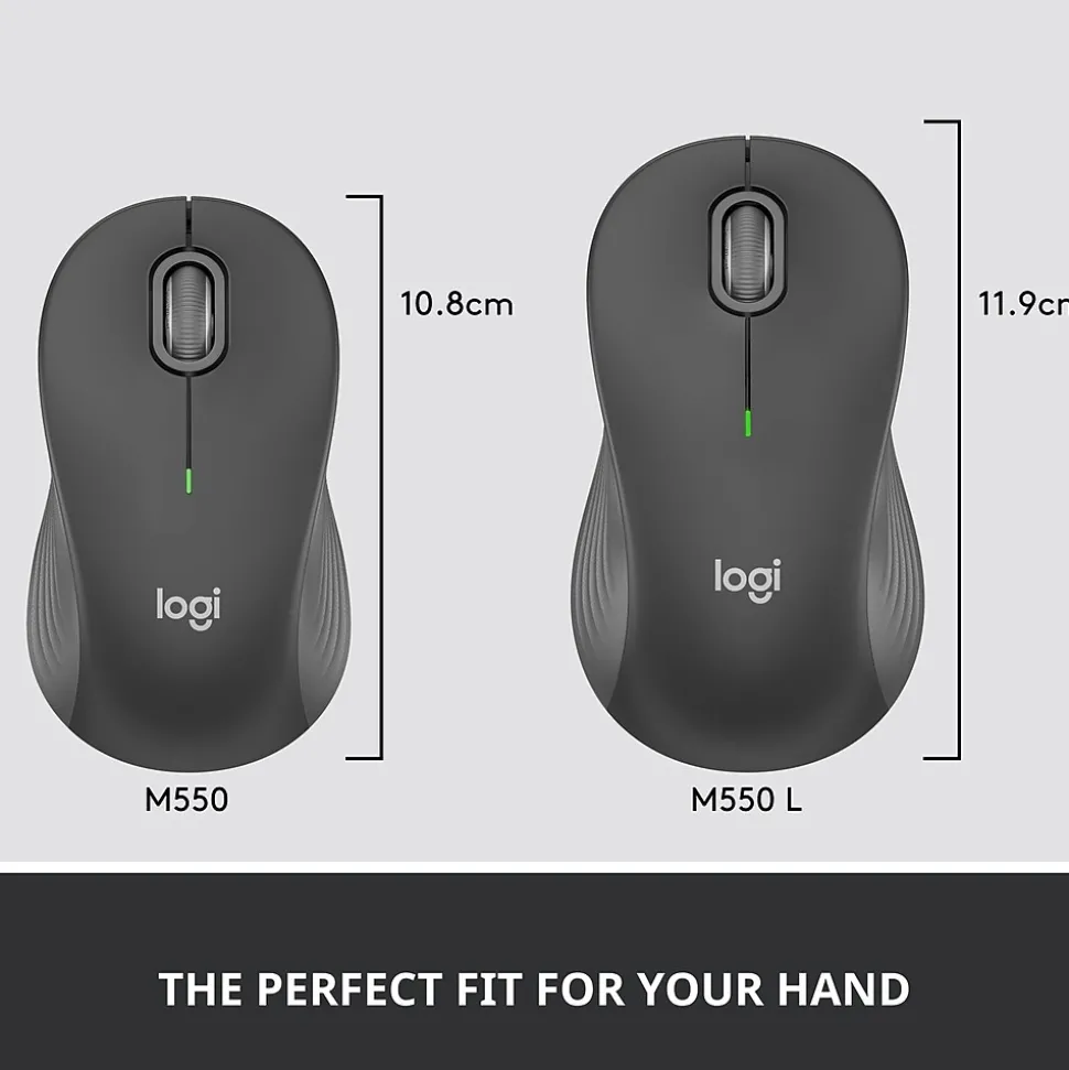 Logitech Signature M550 L Wireless Ambidextrous Optical Mouse, Graphite (910-006591)