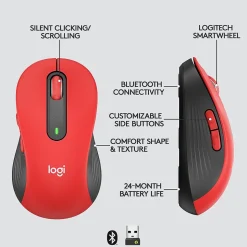 Logitech Signature M650 L Wireless Optical USB Mouse, Classic Red (910-006358)