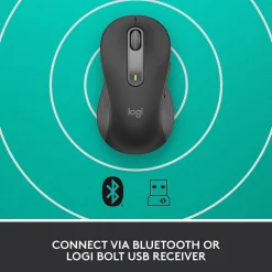 Logitech Signature M650 Large Left Wireless Optical Mouse - For Large Sized Left Hands, Graphite (910-006234)