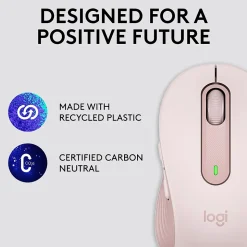 Logitech Signature M650 Wireless Ergonomic Optical Bluetooth & USB Mouse, Rose (910-006251)