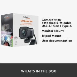 Logitech StreamCam Plus Webcam, Black (960-001280)