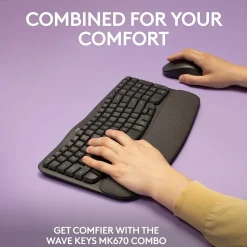 Logitech Wave Keys/Signature MK670/M550 L Wireless Ergonomic Keyboard & Optical Mouse Combo, Graphite (920-012059)