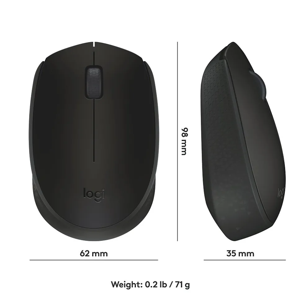 Logitech Wireless Ambidextrous 2.4 GHz Mouse, Black (910-004940)