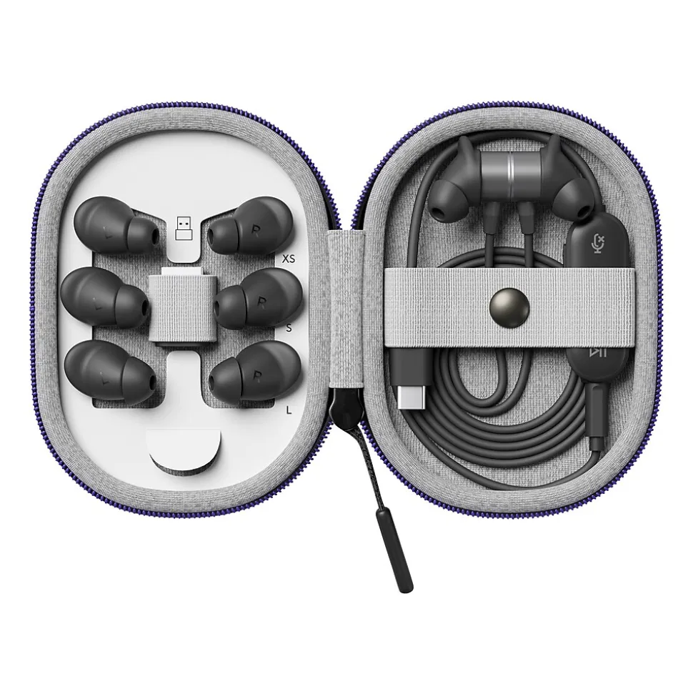 Logitech Zone Wired Earbuds Stereo Headset, Black (981-001008)