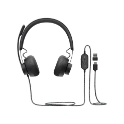 Logitech Zone Wired Noise Canceling Stereo Computer Headset, Over-the-Head, Graphite (981-000876)