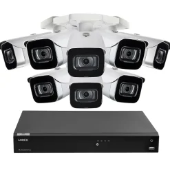 Lorex Fusion 4K 8.0-MP 16-Camera-Capable 4-TB NVR System with 8 IP Bullet Cameras, White (N864A64B-8CA8)